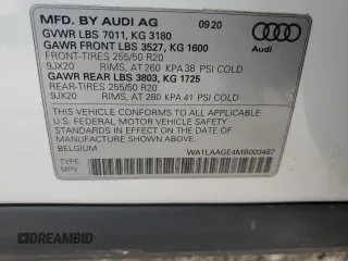 2021 Audi e-tron Premium Plus with VIN WA1LAAGE4MB003487, listed as a Copart auction lot 82790024 with 28,165 mi miles and Salvage title. Bid and sale history available at DreamBid. Image 13.