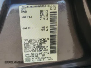 2015 Nissan Altima SL with VIN 1N4BL3AP4FC261237, listed as a Copart auction lot 44762885 with 80,252 mi miles and Salvage Title. Bid and sale history available at carsss.com. Image 12.