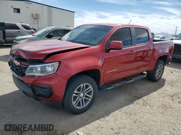 2021 Chevrolet Colorado 2WD Work Truck with VIN 1GCGSBEA3M1275299, listed as a Copart auction lot 45206925 with 50,225 mi miles and Salvage title. Bid and sale history available at DreamBid. Image 1.
