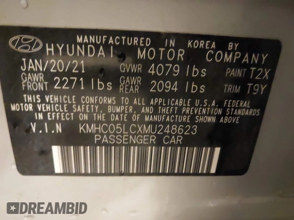 2021 Hyundai Ioniq Limited z VIN KMHC05LCXMU248623, wystawiony jako IAAI lot #41048763 z przebiegiem 101 905 mil mil oraz . Historia ofert i sprzedaży dostępna na DreamBid. Obrazek 9.