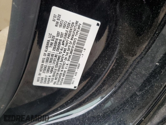 2007 Honda Odyssey EX-L with VIN 5FNRL38687B120973, listed as a Copart auction lot 54765445 with 0 mi miles and Salvage Title. Bid and sale history available at carsss.com. Image 14.