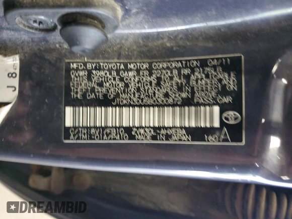 2011 Toyota Prius I with VIN JTDKN3DU5B0300872, listed as a Copart auction lot 60759465 with 189,723 mi miles and Clean title. Bid and sale history available at DreamBid. Image 12.
