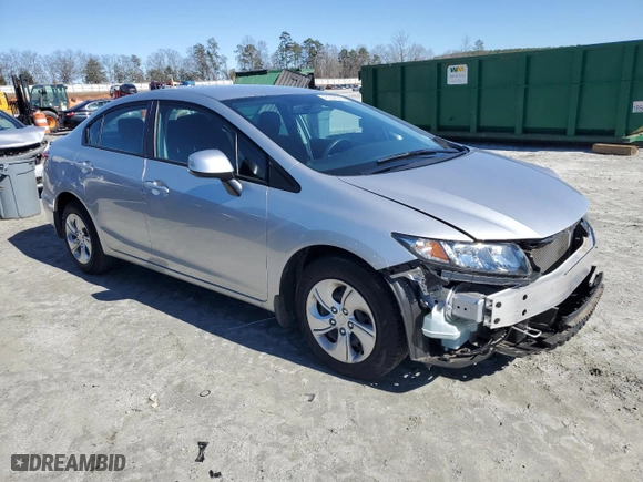 2013 Honda Civic Sdn LX with VIN 2HGFB2F56DH601502, listed as a Copart auction lot 45399845 with 31,092 mi miles and Salvage Title. Bid and sale history available at carsss.com. Image 4.