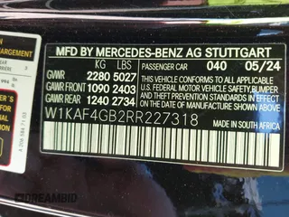 2024 Mercedes-Benz C 300 with VIN W1KAF4GB2RR227318, listed as a IAAI auction lot 41409938 with Not Provided miles and . Bid and sale history available at DreamBid. Image 9.