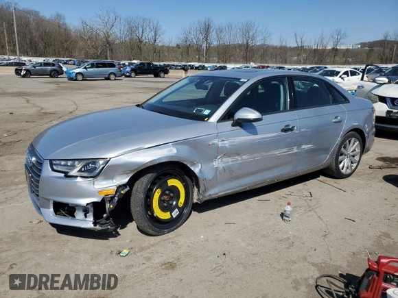 2018 Audi A4 Premium with VIN WAUDNAF47JA043410, listed as a Copart auction lot 53451095 with 35,209 mi miles and Salvage title. Bid and sale history available at DreamBid. Image 1.