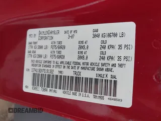 2007 Dodge 1500 SLT with VIN 1D7HU182X7S191322, listed as a IAAI auction lot 41715180 with Not Provided miles. Bid and sale history available at carsss.com. Image 9.