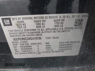 2014 Chevrolet Silverado 1500 LT with VIN 3GCPCREC2EG410735, listed as a IAAI auction lot 41879620 with 147,446 mi miles and . Bid and sale history available at DreamBid. Image 9.