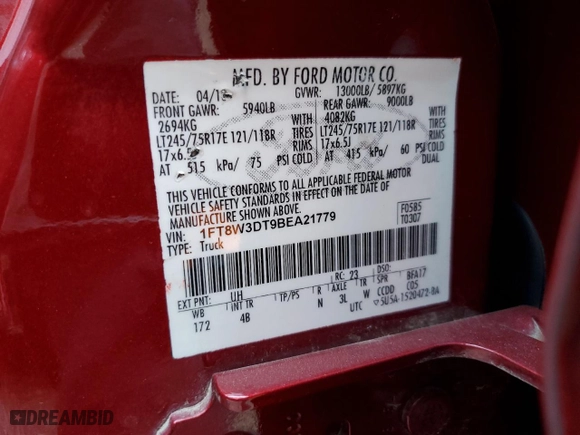 2011 Ford Super Duty F-350 DRW XL with VIN 1FT8W3DT9BEA21779, listed as a Copart auction lot 74139044 with 175,335 mi miles and Clean Title. Bid and sale history available at carsss.com. Image 12.