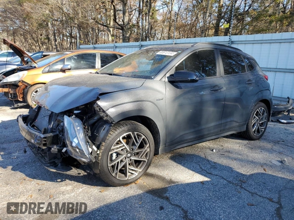 2023 Hyundai Kona N Line with VIN KM8K33A36PU995960, listed as a Copart auction lot 85613134 with 13,993 mi miles and Salvage Title. Bid and sale history available at carsss.com. Image 1.