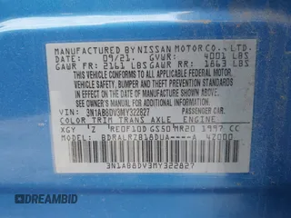 2021 Nissan Sentra SR z VIN 3N1AB8DV3MY322827, wystawiony jako IAAI lot #42145732 z przebiegiem 39 691 mil mil oraz . Historia ofert i sprzedaży dostępna na DreamBid. Obrazek 9.