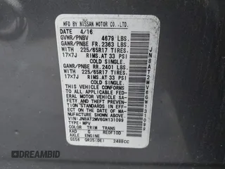 2016 Nissan Rogue S with VIN JN8AT2MV6GW131099, listed as a IAAI auction lot 41185415 with 107,302 mi miles. Bid and sale history available at carsss.com. Image 9.