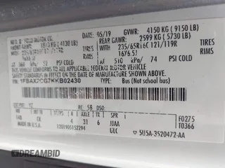 2019 Ford Transit Passenger XL с VIN 1FBAX2CG7KKB02430, выставлен на аукционе IAAI как лот 42682555 с пробегом 60 522 миль миль и . История ставок и продаж доступна на DreamBid. Изображение 9.