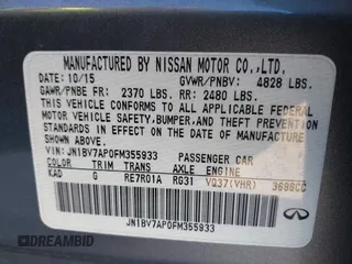 2015 Infiniti Q50 Premium with VIN JN1BV7AP0FM355933, listed as a IAAI auction lot 41684066 with 116,230 mi miles and . Bid and sale history available at DreamBid. Image 9.