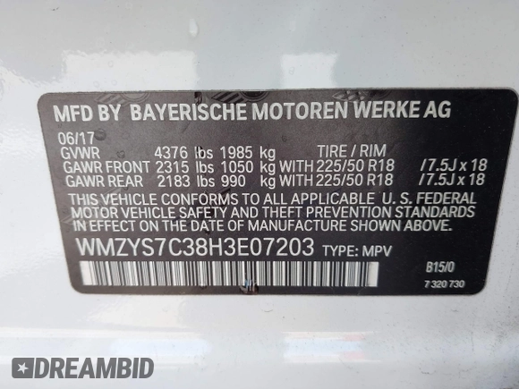 2017 MINI Countryman Cooper z VIN WMZYS7C38H3E07203, wystawiony jako IAAI lot #42272765 z przebiegiem 66 308 mil mil oraz . Historia ofert i sprzedaży dostępna na DreamBid. Obrazek 9.