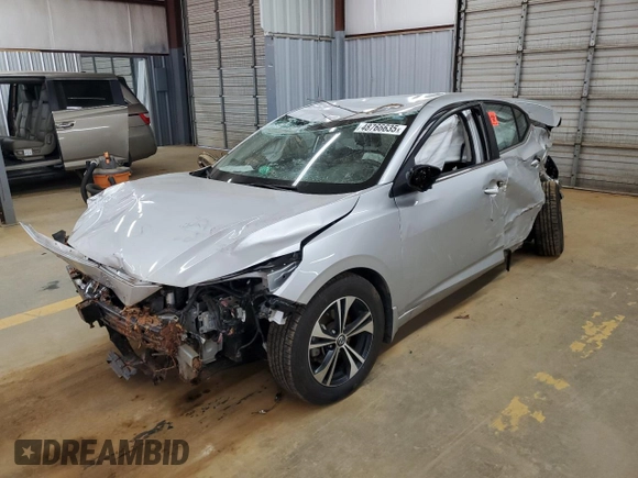 2021 Nissan Sentra SV with VIN 3N1AB8CV0MY229989, listed as a Copart auction lot 48766635 with Not Provided miles and Salvage Title. Bid and sale history available at carsss.com. Image 1.