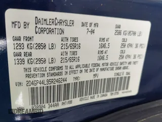 2005 Dodge Caravan SXT with VIN 2D4GP44L95R246244, listed as a IAAI auction lot 41855026 with 134,582 mi miles and . Bid and sale history available at DreamBid. Image 9.