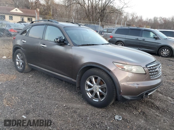 2007 Infiniti FX35 with VIN JNRAS08W07X205911, listed as a Copart auction lot 80890194 with 0 mi miles and Salvage Title. Bid and sale history available at carsss.com. Image 4.
