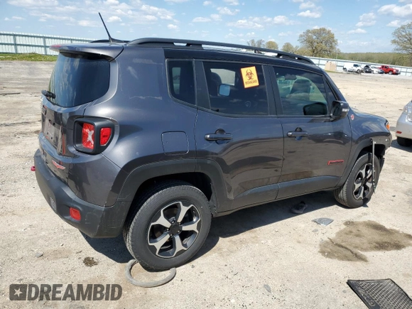 2020 Jeep Renegade Trailhawk with VIN ZACNJBC16LPL73087, listed as a Copart auction lot 55808455 with 83,526 mi miles and Non repairable. Bid and sale history available at DreamBid. Image 3.