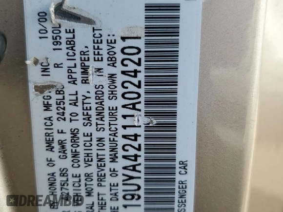 2001 Acura CL with VIN 19UYA42411A024201, listed as a Copart auction lot 50728825 with 107,997 mi miles and Salvage Title. Bid and sale history available at carsss.com. Image 15.