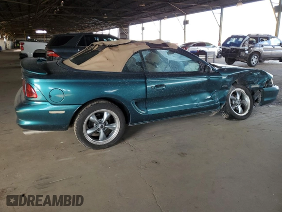 1996 Ford Mustang GT with VIN 1FALP45X5TF226385, listed as a Copart auction lot 43082185 with 21,450 mi miles and Salvage Title. Bid and sale history available at carsss.com. Image 3.