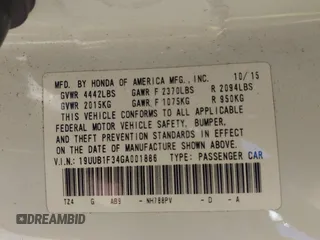 2016 Acura TLX with VIN 19UUB1F34GA001886, listed as a IAAI auction lot 41964297 with 87,847 mi miles. Bid and sale history available at carsss.com. Image 9.