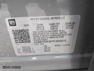 2023 Chevrolet Traverse LT Cloth with VIN 1GNEVGKW7PJ242071, listed as a IAAI auction lot 41799940 with 46,698 mi miles. Bid and sale history available at carsss.com. Image 9.