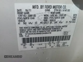 2011 Ford Explorer XLT with VIN 1FMHK8D89BGA88418, listed as a Copart auction lot 68268154 with 171,902 mi miles and Salvage title. Bid and sale history available at DreamBid. Image 15.