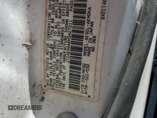 1991 Toyota Corolla z VIN JT2AE94A6M3427211, wystawiony jako Copart lot #60075885 z przebiegiem 179 936 mil mil oraz Czysty tytuł • Clean title. Historia ofert i sprzedaży dostępna na DreamBid. Obrazek 12.