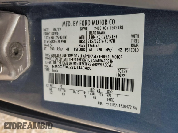 2020 Ford Transit Connect XL с VIN NM0GE9E28L1440428, выставлен на аукционе Copart как лот 47782605 с пробегом 61 688 миль миль и Списание • Salvage title. История ставок и продаж доступна на DreamBid. Изображение 13.