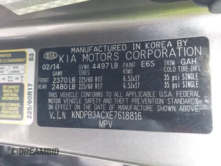 2014 Kia Sportage LX with VIN KNDPB3ACXE7618816, listed as a IAAI auction lot 41987519 with 39,369 mi miles. Bid and sale history available at carsss.com. Image 9.