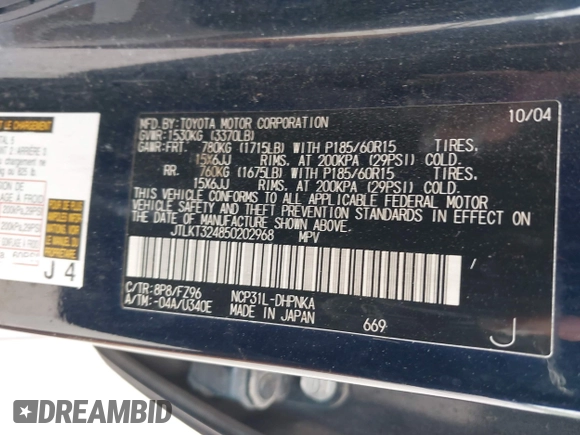 2005 Scion xB z VIN JTLKT324850202968, wystawiony jako IAAI lot #42159371 z przebiegiem 219 344 mil mil oraz . Historia ofert i sprzedaży dostępna na DreamBid. Obrazek 9.
