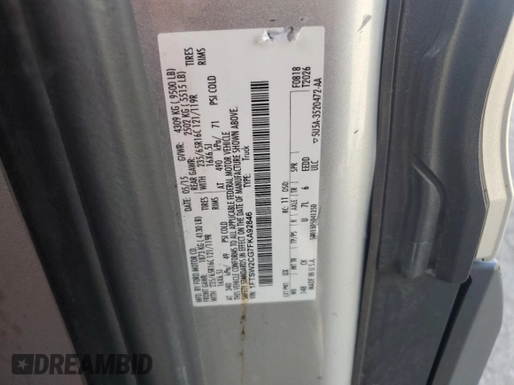 2015 Ford Transit with VIN 1FTSW2CG7FKA92846, listed as a Copart auction lot 55485805 with 88,999 mi miles and Clean Title. Bid and sale history available at DreamBid. Image 13.