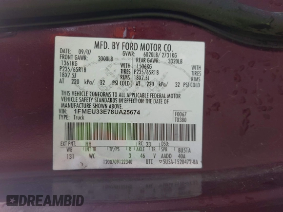 2008 Ford Explorer Sport Trac Limited z VIN 1FMEU33E78UA25674, wystawiony jako IAAI lot #42064832 z przebiegiem 309 373 mil mil oraz . Historia ofert i sprzedaży dostępna na DreamBid. Obrazek 9.