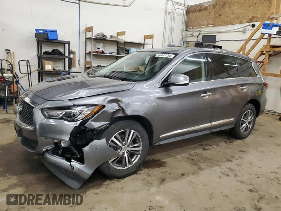 2019 Infiniti QX60 Pure z VIN 5N1DL0MM3KC566592, wystawiony jako Copart lot #54432785 z przebiegiem 112 444 mil mil oraz Szkoda całkowita • Salvage title. Historia ofert i sprzedaży dostępna na DreamBid. Obrazek 1.
