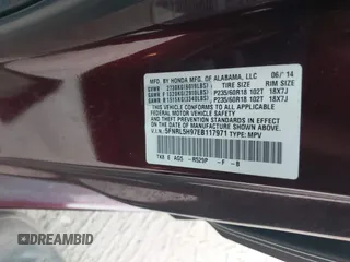 2014 Honda Odyssey Touring with VIN 5FNRL5H97EB117971, listed as a IAAI auction lot 41794324 with 198,191 mi miles and . Bid and sale history available at DreamBid. Image 9.