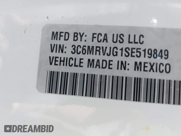 2025 Ram ProMaster Cargo Tradesman with VIN 3C6MRVJG1SE519849, listed as a IAAI auction lot 41782361 with 2,288 mi miles and . Bid and sale history available at DreamBid. Image 9.