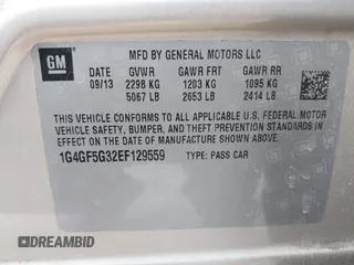 2014 Buick LaCrosse Premium II with VIN 1G4GF5G32EF129559, listed as a IAAI auction lot 41780260 with 120,487 mi miles and . Bid and sale history available at DreamBid. Image 9.