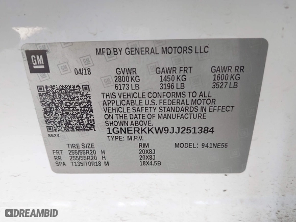 2018 Chevrolet Traverse Premier with VIN 1GNERKKW9JJ251384, listed as a IAAI auction lot 41753693 with 159,702 mi miles. Bid and sale history available at carsss.com. Image 9.