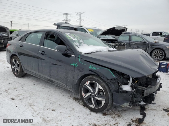 2023 Hyundai Elantra Limited with VIN KMHLP4AG8PU377332, listed as a Copart auction lot 45394235 with 44,383 mi miles and Salvage Title. Bid and sale history available at carsss.com. Image 4.