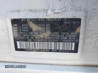 2014 Subaru Legacy Premium с VIN 4S3BMBD68E3033499, выставлен на аукционе IAAI как лот 42393363 с пробегом 99 498 миль миль и . История ставок и продаж доступна на DreamBid. Изображение 9.