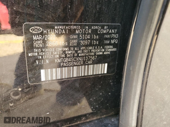 2022 Genesis G80 2.5T z VIN KMTGB4SCXNU137567, wystawiony jako Copart lot #87746625 z przebiegiem 32 273 mil mil oraz Nie do naprawy • Non repairable. Historia ofert i sprzedaży dostępna na DreamBid. Obrazek 13.