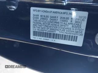 2020 Acura TLX w/Technology Pkg with VIN 19UUB2F41LA005077, listed as a IAAI auction lot 41817342 with 43,305 mi miles. Bid and sale history available at carsss.com. Image 9.