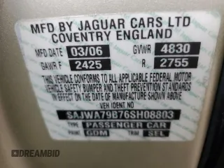 2006 Jaguar XJ with VIN SAJWA79B76SH08803, listed as a Copart auction lot 40268774 with 0 mi miles and Salvage Title. Bid and sale history available at carsss.com. Image 12.