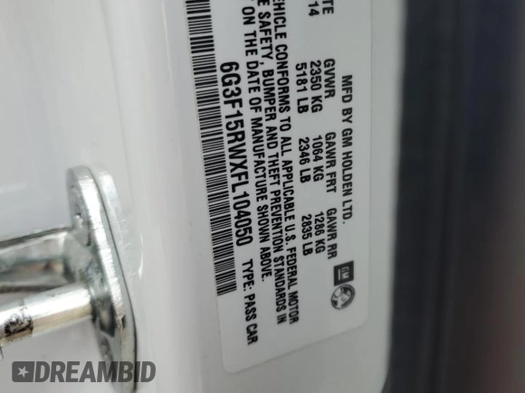 2015 Chevrolet SS с VIN 6G3F15RWXFL104050, выставлен на аукционе Copart как лот 85608524 с пробегом 67 304 миль миль и Чистый • Clean title. История ставок и продаж доступна на DreamBid. Изображение 12.