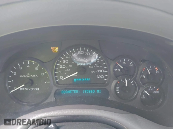 2002 Oldsmobile Bravada z VIN 1GHDT13S822363028, wystawiony jako IAAI lot #42286443 z przebiegiem 185 065 mil mil oraz . Historia ofert i sprzedaży dostępna na DreamBid. Obrazek 7.
