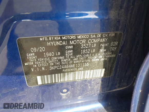 2021 Hyundai Accent SE с VIN 3KPC24A64ME131155, выставлен на аукционе IAAI как лот 42233293 с пробегом 111 752 миль миль и . История ставок и продаж доступна на DreamBid. Изображение 9.