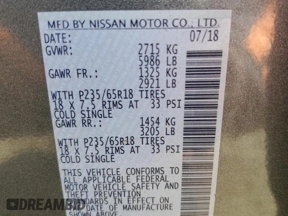 2018 Nissan Pathfinder SL with VIN 5N1DR2MN1JC674713, listed as a Copart auction lot 45764535 with 88,010 mi miles and Salvage Title. Bid and sale history available at carsss.com. Image 13.