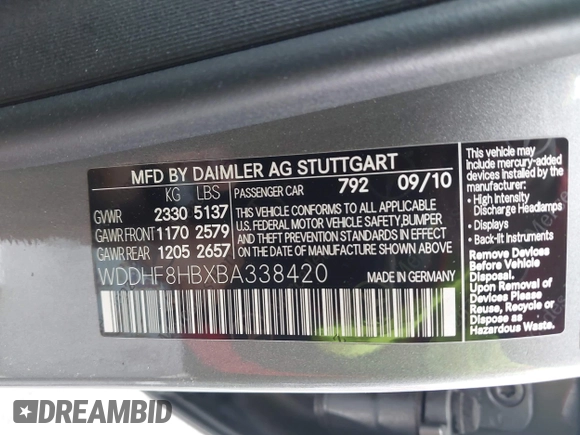 2011 Mercedes-Benz E 350 Luxury z VIN WDDHF8HBXBA338420, wystawiony jako IAAI lot #42155045 z przebiegiem 196 075 mil mil oraz . Historia ofert i sprzedaży dostępna na DreamBid. Obrazek 9.