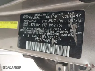2014 Hyundai Accent GLS with VIN KMHCT4AE4EU615913, listed as a IAAI auction lot 41780724 with 1 mi miles. Bid and sale history available at carsss.com. Image 9.