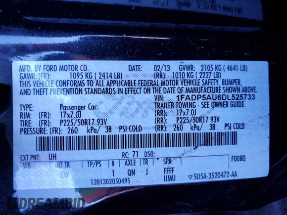 2013 Ford C-Max SE with VIN 1FADP5AU6DL525733, listed as a Copart auction lot 42211285 with 111,031 mi miles and Salvage Title. Bid and sale history available at carsss.com. Image 13.